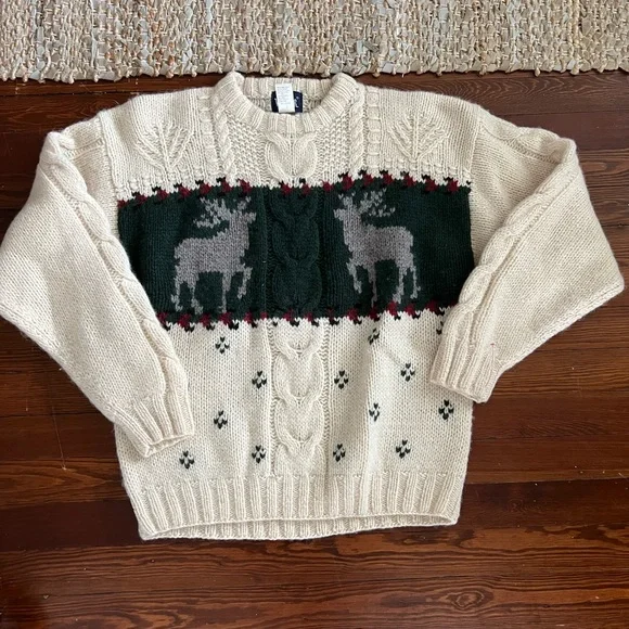 Vintage Woolrich Cable Knit Men’s Sweater 100% Wool